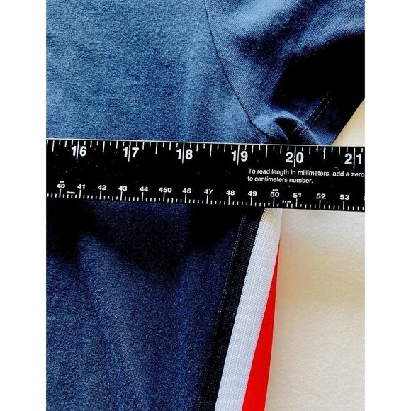 Tommy Hilfiger Womens Y2K T-shirt Racing Stripe Nautical Navy White Red Dress-LG - Picture 11 of 13